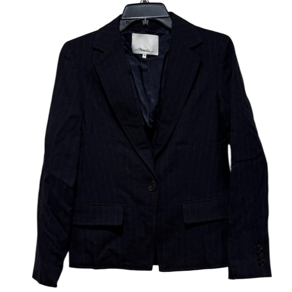 3.1 Phillip Lim Women 100% Wool Striped Blazer Sz 0 Lightweight‎ Preppy Career